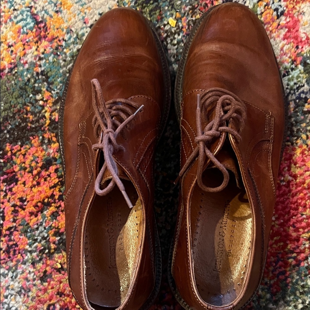 Johnston & Murphy Rich Brown Leather Derbys